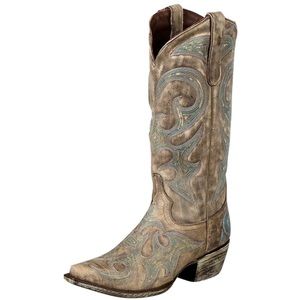 Lane Western Boots Womens Love Sick Cowboy Snip Brown Teal LB0040D SIZE 9
